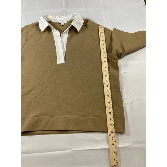 REISS Gaia Camel Tan Interlock Contrast Collar Sweater Top Womens M - Picture 12 of 14